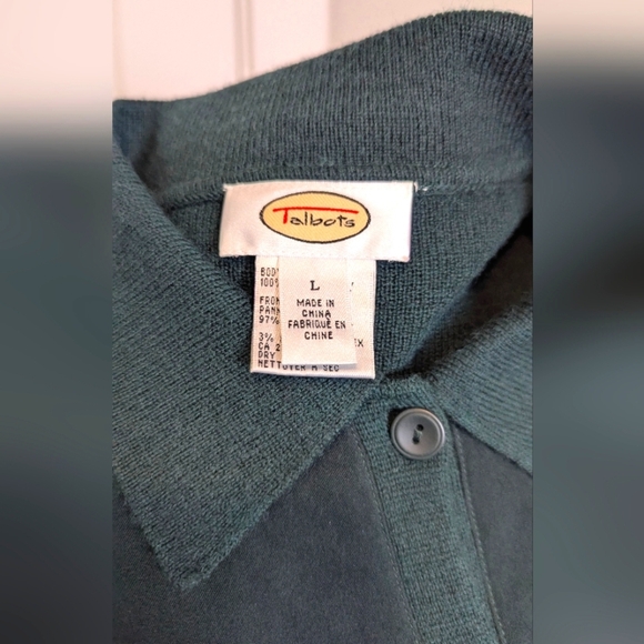 Vintage Talbot's skirt set merino wool sweater jacket faux suede green skirt Lrg - Picture 4 of 12